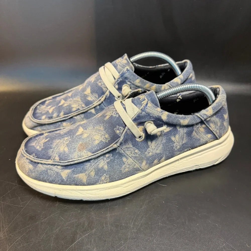 Ariat Hilo 10042500 Blue Fish Print Textile Casual‎ Shoes Mens 9.5D